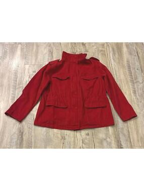 Women's Red Utility Jacket with Multiple Pockets Size Medium